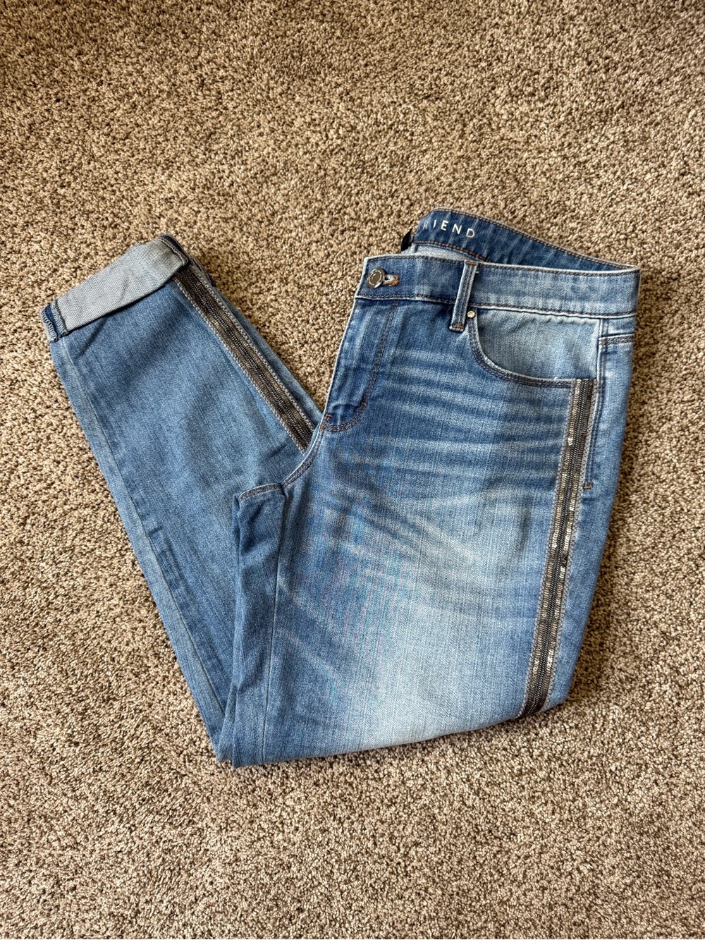 Light Blue Women’s Jeans with Side Zip Detail